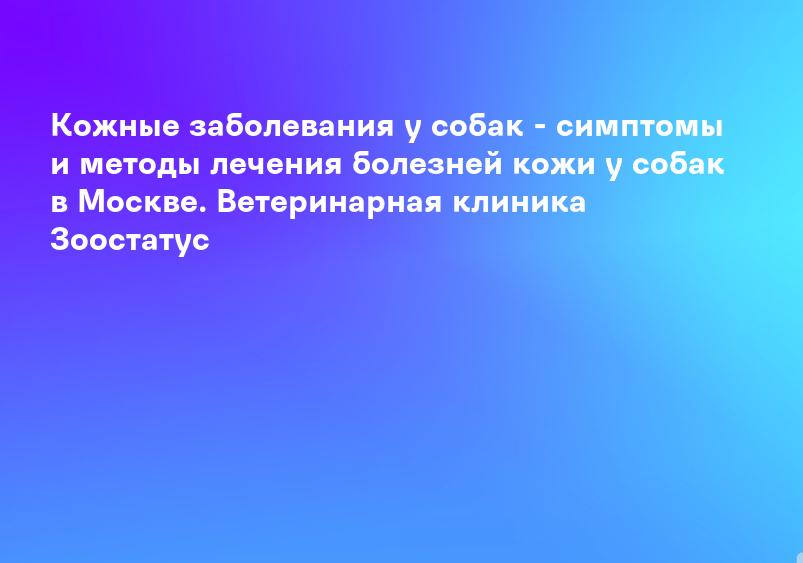 Кожные заболевания у собак - симптомы и методы лечения болезней кожи у собак в Москве. Ветеринарная клиника Зоостатус