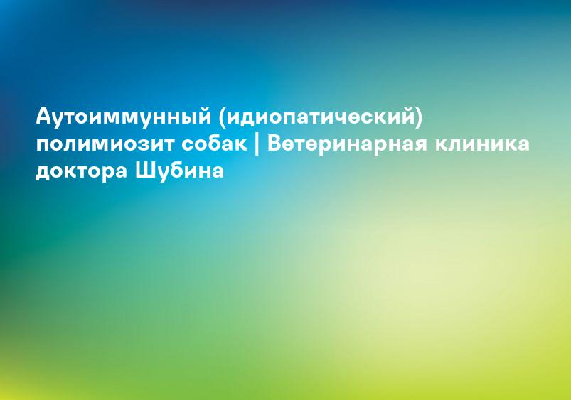 Аутоиммунный (идиопатический) полимиозит собак | Ветеринарная клиника доктора Шубина